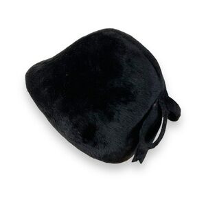 Vintage Riding Hat Black Faux Fur With‎ Bow 1960s Formal Equestrian Style